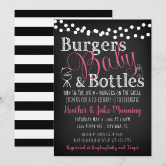 Burgers Rosa Flaskor, Girl Baby Shower-inbjudan Inbjudningar