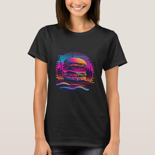 Burgers Synthwave 80s Retrowave Aesthetic  1 T Shirt (Framsida)