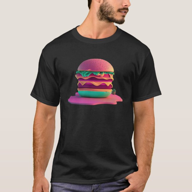 Burgers Vaporwave Retrowave Aesthetic  1 T Shirt (Framsida)