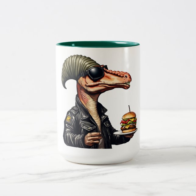 Burgersaurus Rex Dinosaur Två-Tonad Mugg (Center)
