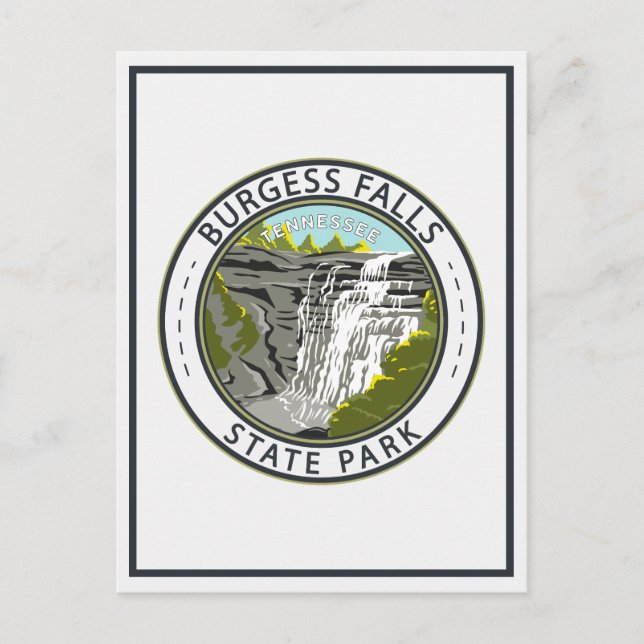 Burgess Falls State Park Tennessee Badge Vykort (Framsida)