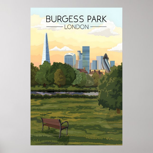 Burgess Park London Reseskylat Poster (Framsidan)