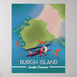 Burgh Island Devon resande karta Poster