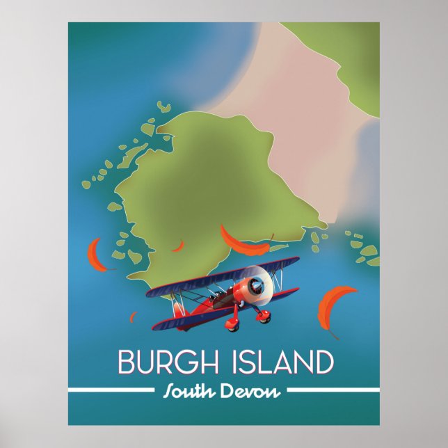Burgh Island Devon resande karta Poster (Framsidan)