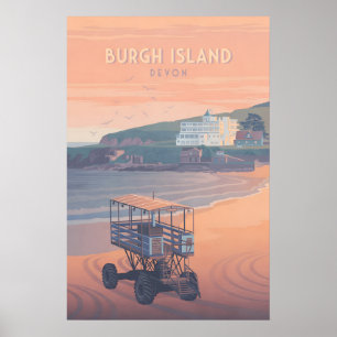 Burgh Island Devon Resemålningaffisch Poster
