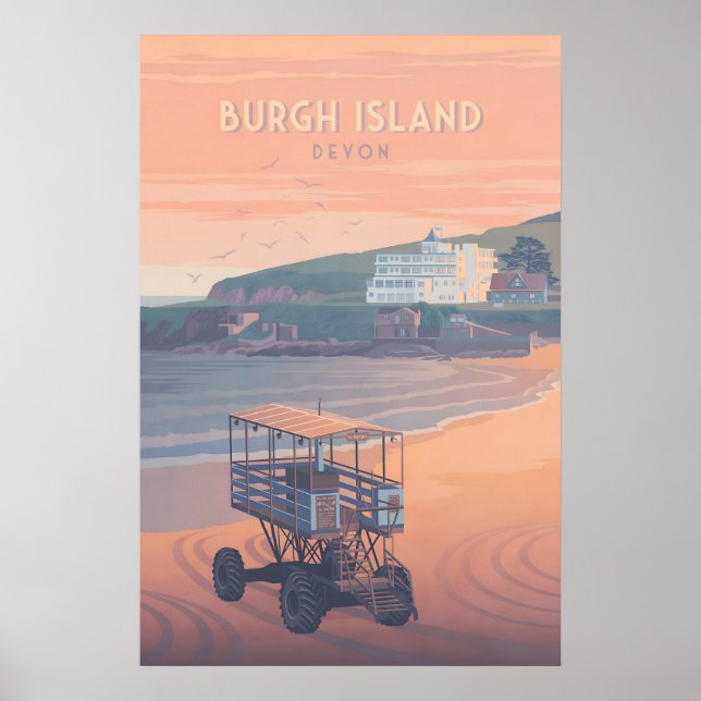 Burgh Island Devon Resemålningaffisch Poster (Framsidan)