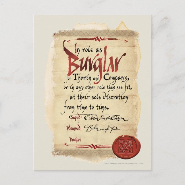 Burglar Contract Vykort (Framsida)