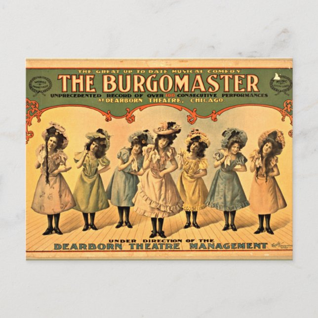 Burgomaster vintage-teater poster vykort (Framsida)