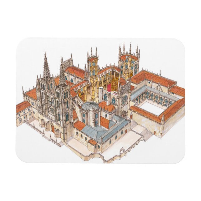 Burgos katedral. Spanien Magnet (Horisontell)
