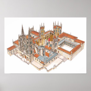 Burgos katedral. Spanien Poster
