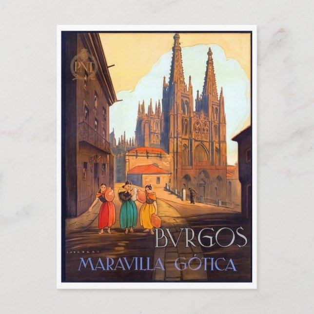 Burgos katedral, tre kvinnor på gatan vykort (Framsida)