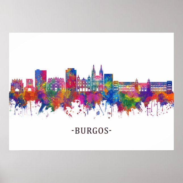 Burgos Spanien Skyline Poster (Framsidan)
