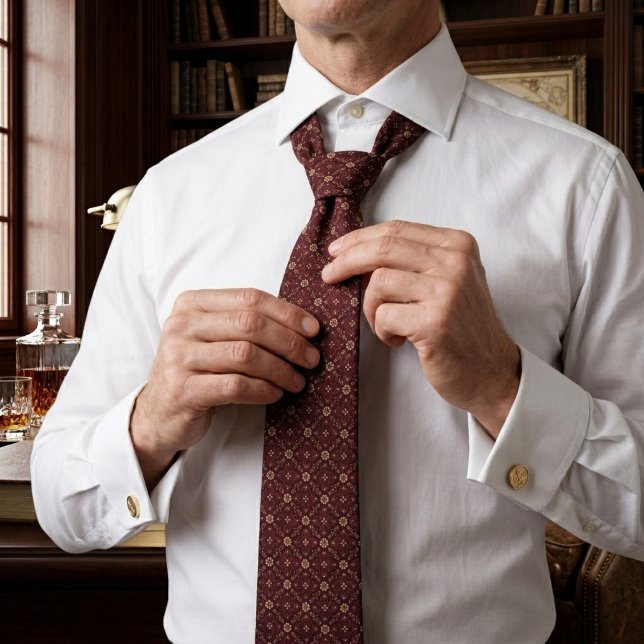 Burgund Champagne Micro-Jacquard Vinter Bröllop Slips (Skapare uppladdad)