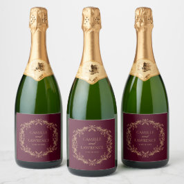 Burgund Champagne Toile Blommig Ram Bröllop