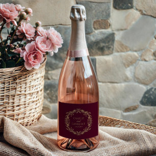 Burgund Champagne Toile Blommig Ram Bröllop