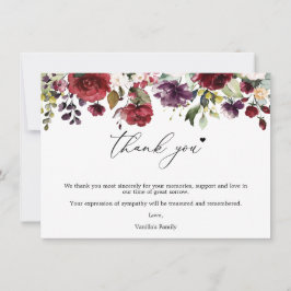 Burgund Flowers, tack, tack. Tack Kort