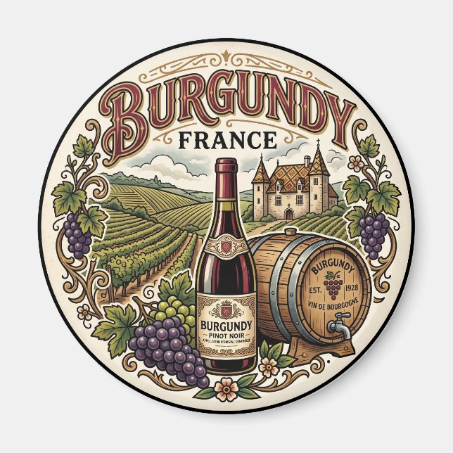 Burgund Frankrike Magnet (Framsidan)