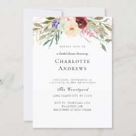 Burgund, , Grönt Flower Möhippa Inbjudningar