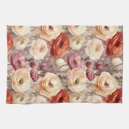 Burgund Kräm Vårblommor Bröllopsmottagning Kökshandduk