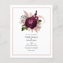 Burgund - Marsala och Rose Gold Blommig Bröllop