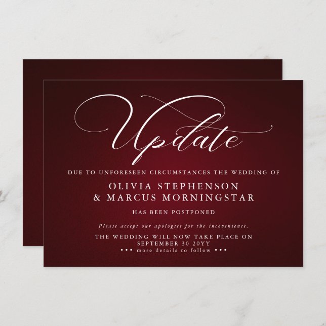 Burgund  - Modernt uppskjutet evenemangsmeddelande Inbjudningar (Fram/baksida)