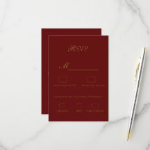 Burgund och guld elegant RSVP-kort