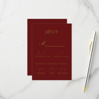 Burgund och guld elegant RSVP-kort OSA Kort
