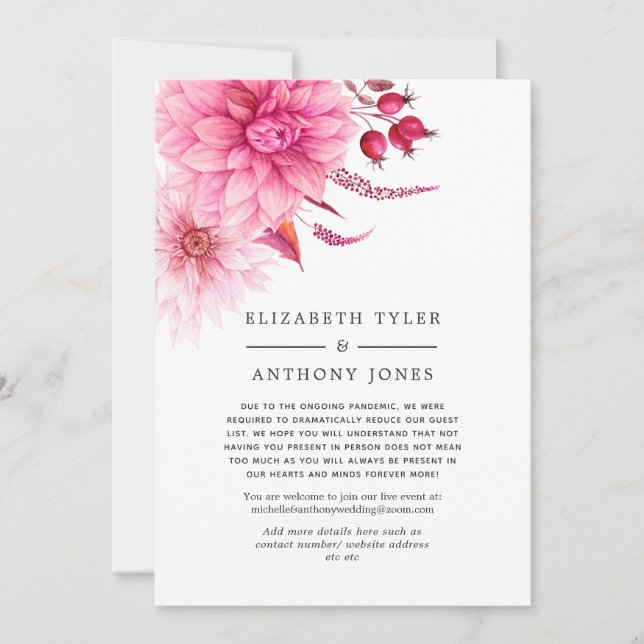 Burgund och rosaktig höst minskad gästlista meddelande (Framsida)