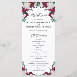 Burgund och vit julstjärna julbröllop program