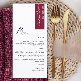 Burgund Personlig med gästnamn Elegant meny