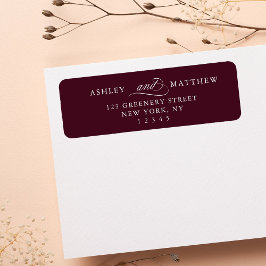 Burgund Romantic Swirly Calligraphy Returadress Etikett