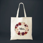 burgundär blommigt MRS bride Tygkasse<br><div class="desc">blommigtens utformning och text</div>