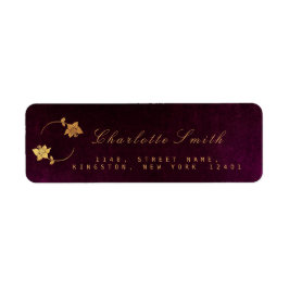 Burgunde Plum Golden Foil-Returetiketter Returadress Etikett