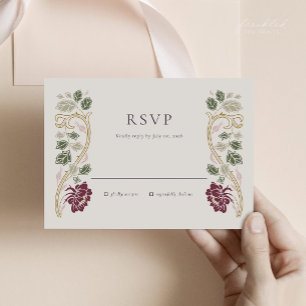 Burgunder Blommig Art Nouveau RSVP-kort OSA Kort