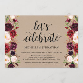 Burgunder Blommig Flyktingkväll Kraft Inbjudningar