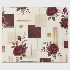 Burgunder Blommig Geometrisk Presentpapper