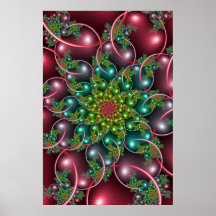 Burgunder Blommig Spiral