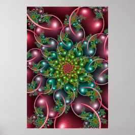 Burgunder Blommig Spiral Poster