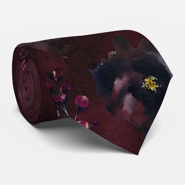 Burgunder Bordeaux Elegant Bröllop Halsduk Slips (Rullad)