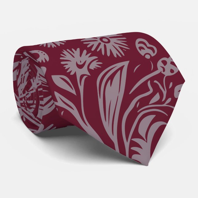 Burgunder Botanisk Slip | Paisley Nackdel Slips (Rullad)