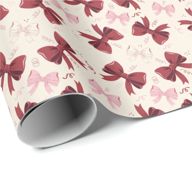 Burgunder Coquette Slinga Mönster Presentpapper (Rullad Hörn)