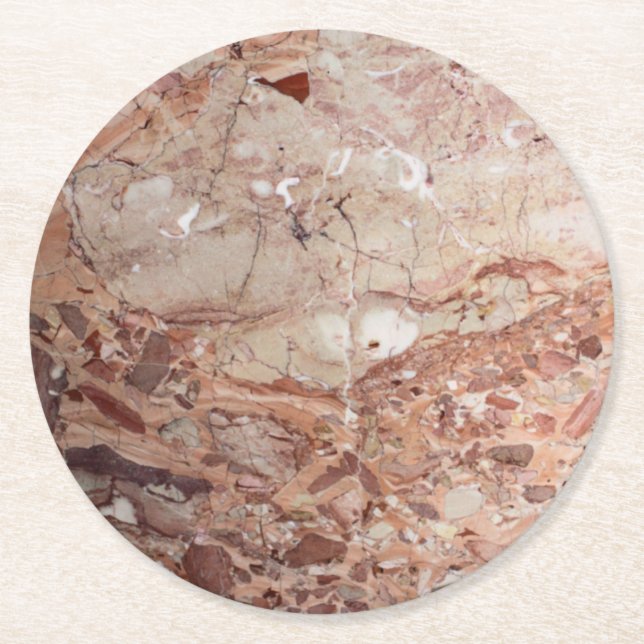 Burgunder Crimson Stoney Pebble Marmor finish Underlägg Papper Rund (Framsidan)