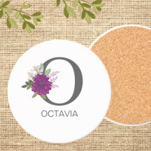 Burgunder Dahlia Blommig Alfabet Bokstav Monogram 