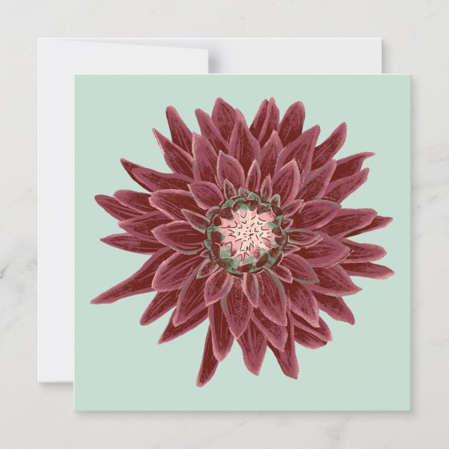 Burgunder-Dahlie Magnetisk Inbjudningskort (Framsida)