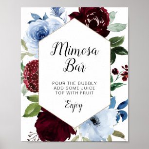 burgunder dammig blå mimosa bardskylt poster