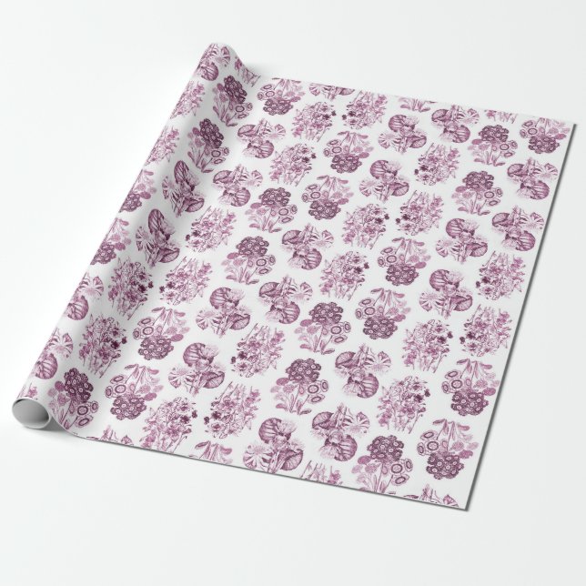 Burgunder enfärgad blomsterinpackningspapper presentpapper (Utrullad)