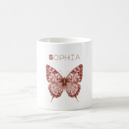 Burgunder fjäril namn kaffemugg