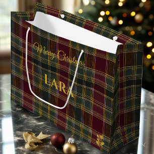 Burgunder, grön och gul Plaid jul