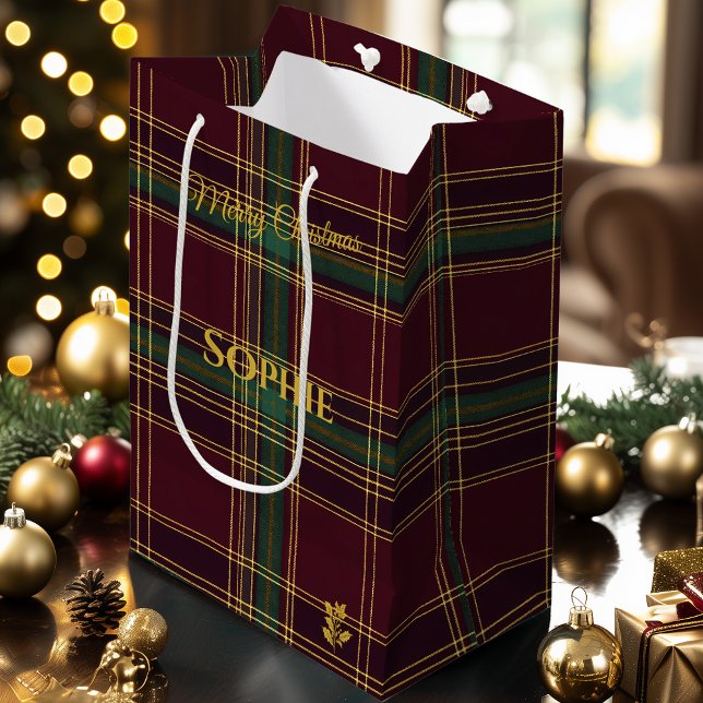 Burgunder, grön och guld Plaid Jul Anpassad (Skapare uppladdad)