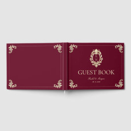Burgunder Guld Barock Bröllop Gästböcker